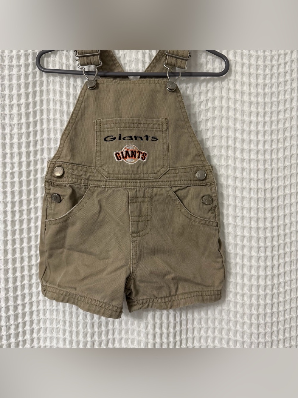 San Francisco Giants Embroidered Khaki Toddler Shortalls